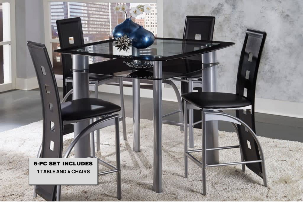 Sona Black/Silver Counter Height Set