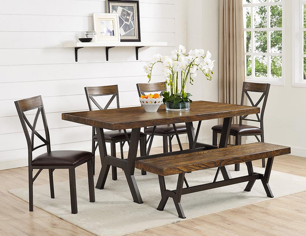 Newfield Casual Rectangular Dining Table, Newfield Casual Bench, 4x Newfield Casual Side Chair