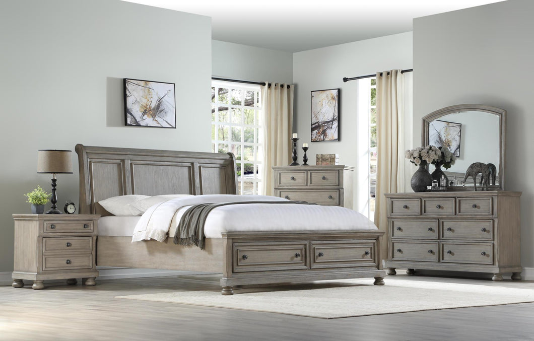 Ashcott Grey Queen Bed, Ashcott Grey 2 Drawer Nightstand, Ashcott Grey 7 DrawerDresser, Ashcott Grey Beveled Mirror