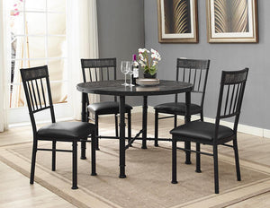 Stonehenge Metal And Stone Dining Table, 4x Stonehenge Dining Chair