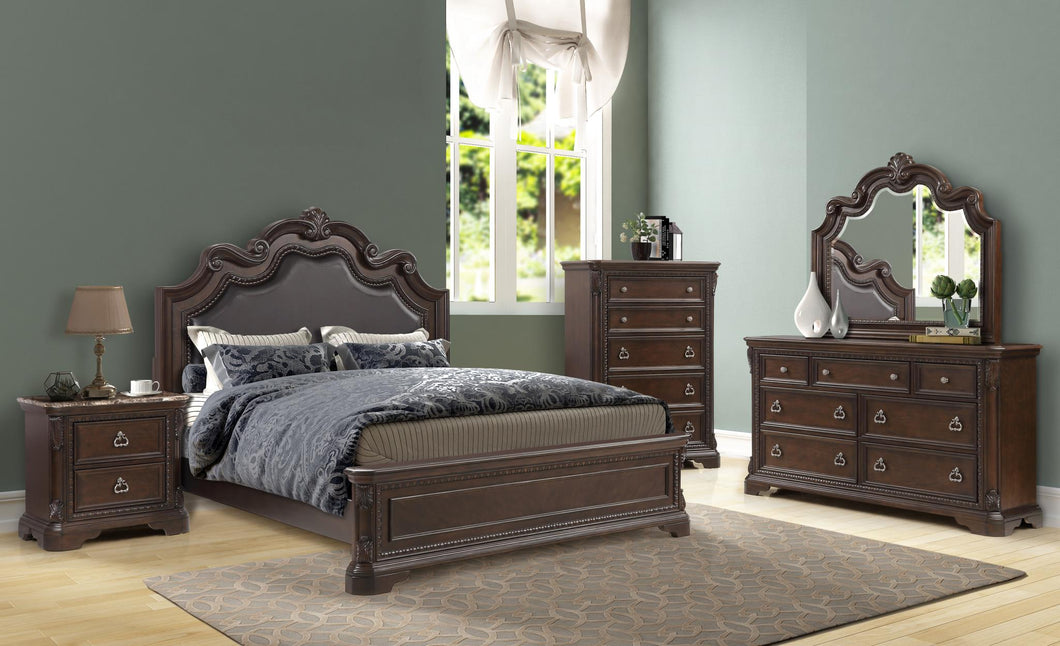 Coventry Brown Panel Queen Bed, Coventry Brown Nightstand, Coventry BrownDresser, Coventry Brown Mirror