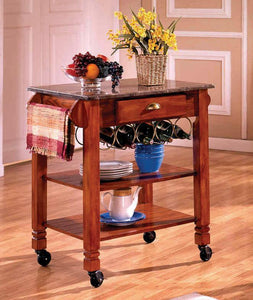 Oak Caster / Marble Kitchen Island