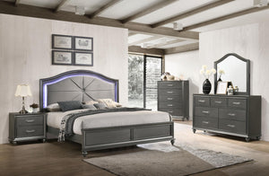 Gray Full Bed:
Headboard & Footboard w/slats (Box 1 of 2)
Full Rails (Box 2 of 2)
, Gray Dresser, Gray Mirror