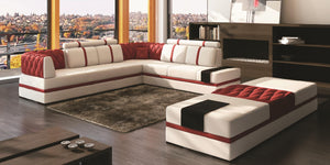 White & Red Sectional:
LAF Sofa (Box 1 of 3)
Corner (Box 2 of 3)
RAF Chaise (3 of 3)