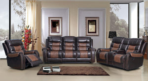 2-Tone Brown Loveseat w/Console