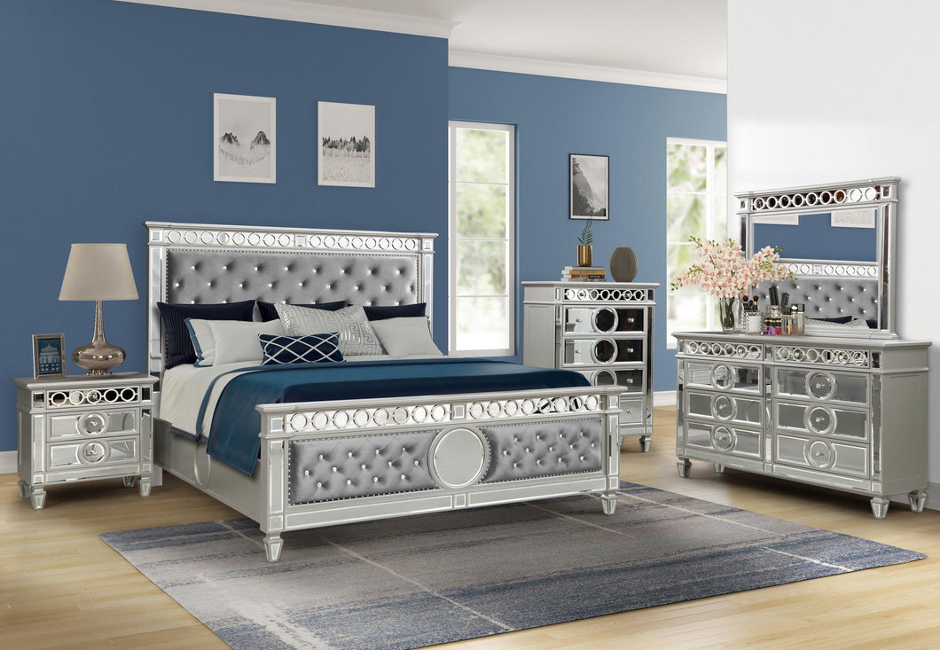 Gray Queen Velvet:
Headboard (Box 1 of 3)
Footboard (Box 2 of 3)
Rails (Box 3 of 3)
, Silver Dresser, Silver Mirror