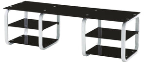 Black & White Glass TV Stand: Top & 4 Shelves (Box 1 of 2) Frame & Hardware(Box 2 of 2)