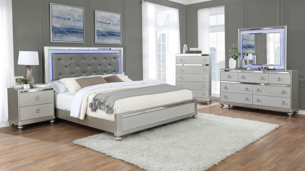 Silver Queen LED Bed:
LED Headboard (Box 1 of 3)
Footboard (Box 2 of 3)
Queen or King Rails (Box 3 of 3)