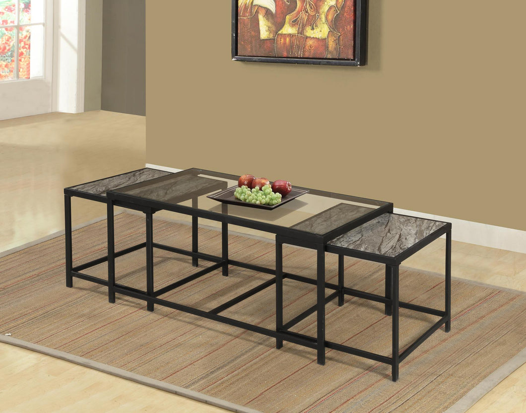 Glass Coffee Table & 2 Nesting End Tables