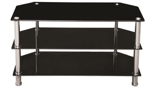 Black Glass TV Stand: Glass 3 PC (Box 1 of 2) Chrome Legs Works For W134 W135 (Box 2 of 2)