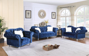 Navy Blue Velvet Loveseat w/Wooden Legs:
(Box 1 of 3)
(Box 2 of 3)
(Box 3 of 3)