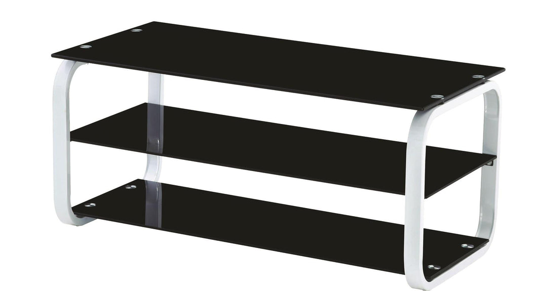 Black Glass TV Stand: Glass 3 PC (Box 1 of 2) Frame & Hardware (Box 2 of 2)